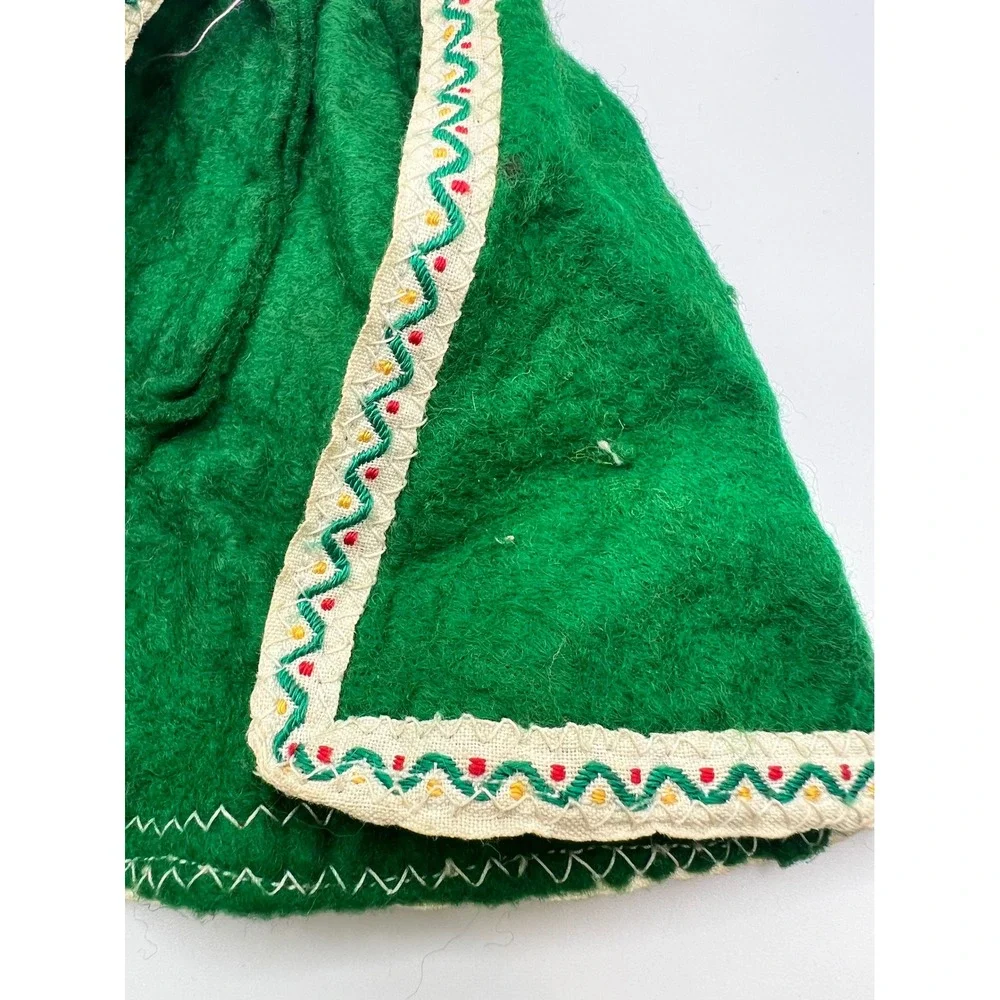 Vintage Green‎ Felt Doll Cloak European Medieval Folklore Dress Up Handmade